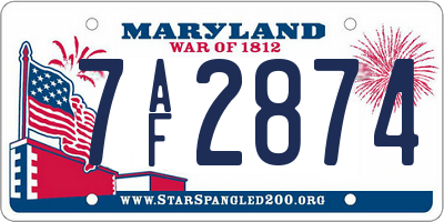 MD license plate 7AF2874