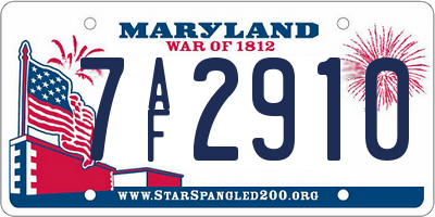 MD license plate 7AF2910