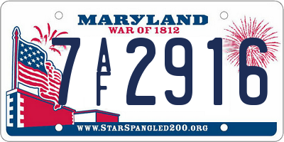 MD license plate 7AF2916