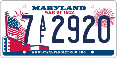 MD license plate 7AF2920