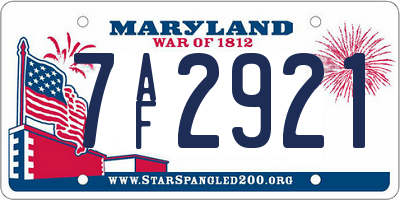MD license plate 7AF2921