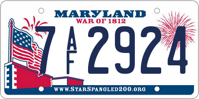 MD license plate 7AF2924