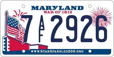 MD license plate 7AF2926