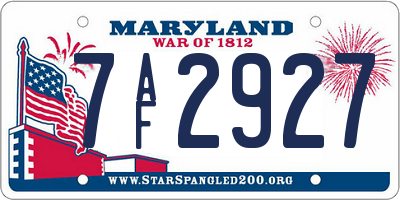 MD license plate 7AF2927