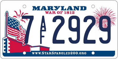 MD license plate 7AF2929