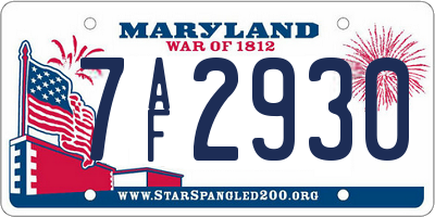 MD license plate 7AF2930