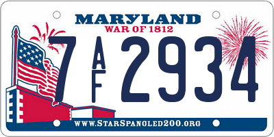 MD license plate 7AF2934