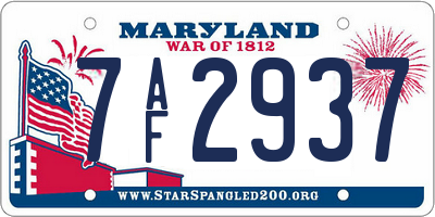 MD license plate 7AF2937
