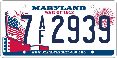 MD license plate 7AF2939