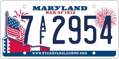 MD license plate 7AF2954