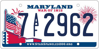 MD license plate 7AF2962