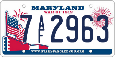 MD license plate 7AF2963