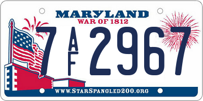 MD license plate 7AF2967