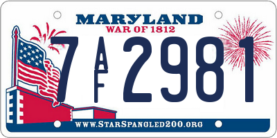 MD license plate 7AF2981