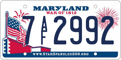 MD license plate 7AF2992