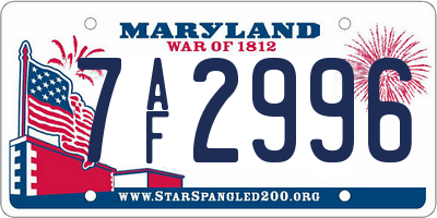 MD license plate 7AF2996