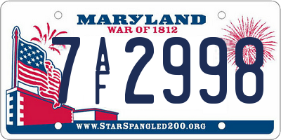 MD license plate 7AF2998