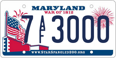 MD license plate 7AF3000