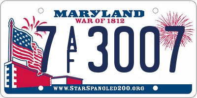 MD license plate 7AF3007