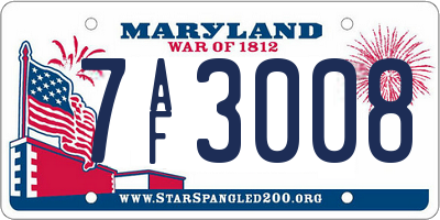 MD license plate 7AF3008