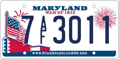MD license plate 7AF3011