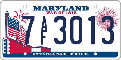 MD license plate 7AF3013