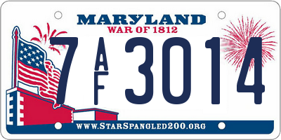 MD license plate 7AF3014