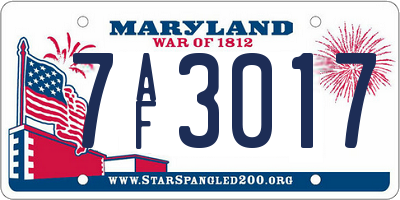 MD license plate 7AF3017