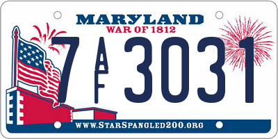 MD license plate 7AF3031