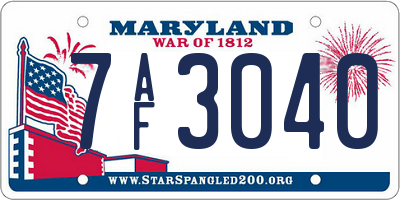 MD license plate 7AF3040