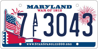 MD license plate 7AF3043