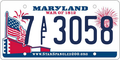 MD license plate 7AF3058
