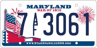 MD license plate 7AF3061