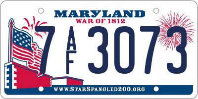MD license plate 7AF3073