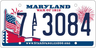 MD license plate 7AF3084