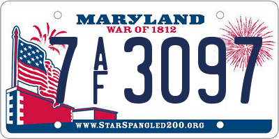 MD license plate 7AF3097