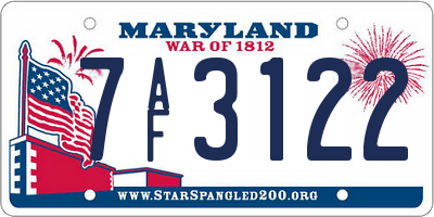 MD license plate 7AF3122