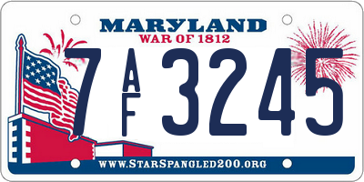 MD license plate 7AF3245