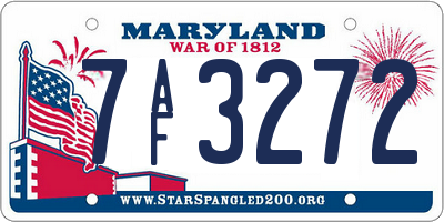 MD license plate 7AF3272