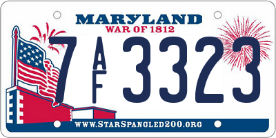 MD license plate 7AF3323