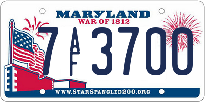 MD license plate 7AF3700