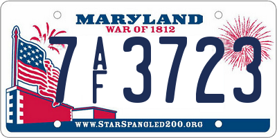 MD license plate 7AF3723