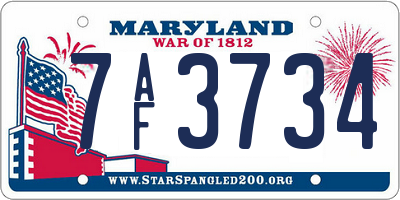 MD license plate 7AF3734