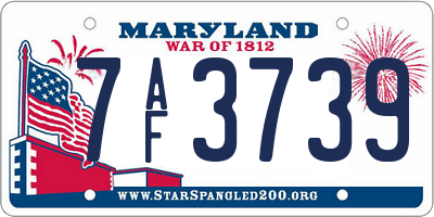 MD license plate 7AF3739