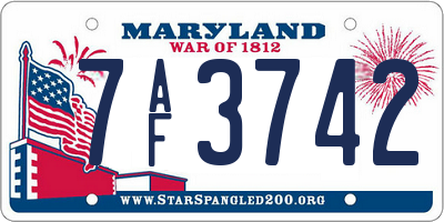 MD license plate 7AF3742