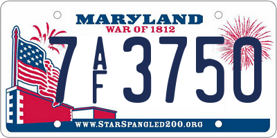 MD license plate 7AF3750