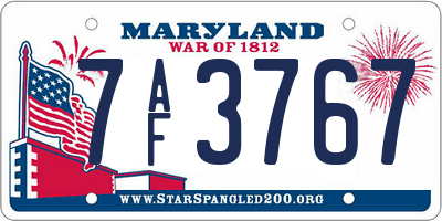 MD license plate 7AF3767