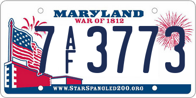 MD license plate 7AF3773