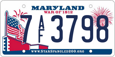 MD license plate 7AF3798