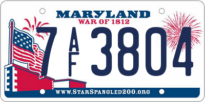 MD license plate 7AF3804